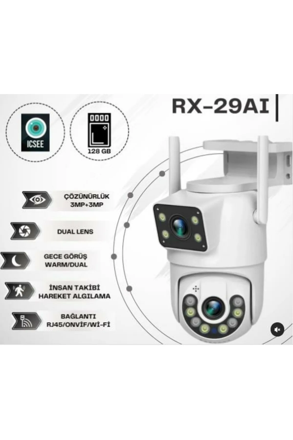 Radex X5-Tech RX-29AI Ip Wifi Çift Lens Speed Dome Kamera 3+3 Mp